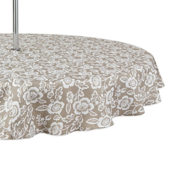 Stone Floral Print Outdoor Tablecloth with Zipper, 60 Round