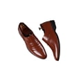 thumbnail image 3 of Fangasis Men Dress Shoes Glossy Oxfords Wingtips Brogues Work Fashion Leather Shoe Brown 12, 3 of 7