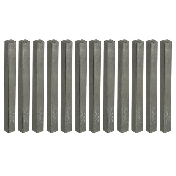 Uxcell Lápices de Carbón Comprimido, Paquete de 12 Suministros de Arte de Grado Duro, Lápiz Cuadrado para Dibujo, Negro