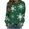 thumbnail image 2 of Cavosen Christmas Long Sleeve Womens Sweatshirts Tops Xmas Cute Snowflake Print Pullover Sweatshirts Raglan Sleeve Crew Neck Casual Loose Sweatshirt Tops Holiday Party Outfits, 2 of 4