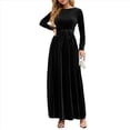 thumbnail image 2 of Vestido Elegante de Terciopelo con Cinturón, Plisado, de Larga, para Cóctel, Formal, Boda, Invitada, Corte A Negro M, 2 of 9