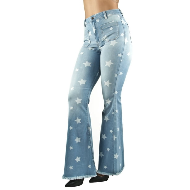 star print bell bottoms