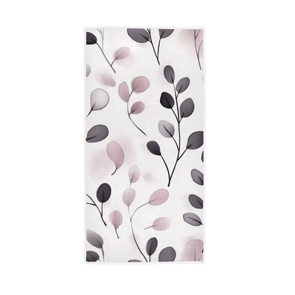 Simple Gray Pink Leaves Face Towel Absorbent Hand Towels Bath Sport Gym