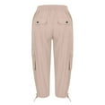 thumbnail image 7 of Womens Capris with Pockets Loose Fit Casual Capri Pants Dressy Lightweight Ladies Baggy Cargo Pants for Hiking, 7 of 7
