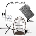 thumbnail image 6 of SereneLife Foldable Egg Chair with Stand – Hanging Rattan Wicker Swing for Indoor Outdoor Use – 350 lbs Capacity, Breathable Cushion & Headrest – Patio, Balcony, Porch, Bedroom Lounge Furniture, 6 of 8