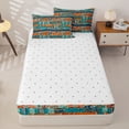 thumbnail image 4 of jejeloiu Soft Tribal Zipper Full Size Comforter Sets with Fitted Sheet and 2 Pillowcases For Men Women,Minimalist Print Zipper Bedding Set,Beige Blue,Reversible,4-Piece, 4 of 7