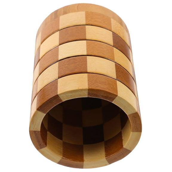 GOOHOCHY 1Pcs Wooden Utensil Canister Cutlery Storage for Kitchen Organization Checkered Pattern 12.5*4*4in