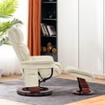 thumbnail image 3 of MCombo Swivel Recliners with Ottoman, Reclining TV Chairs with Vibration Massage, Faux Leather Ergonomic Lounge Chair for Living Room Bedroom 4832(Cream White), 3 of 9