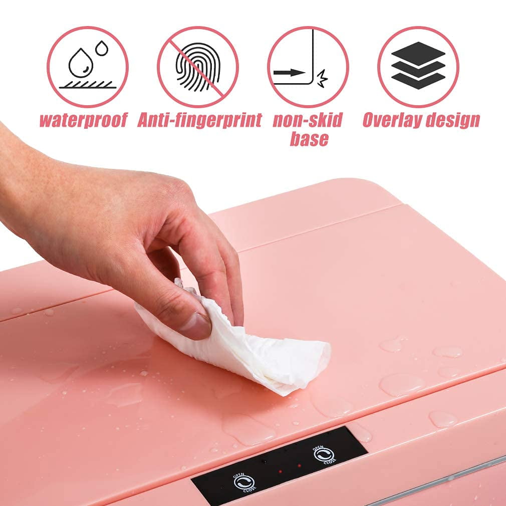 YRLLENSDAN Garbage Can 13 Gallon Tall Kitchen Trash Can Garbage Can with Lid Automatic Trash Cans Touchless for Bedroom Bathroom Home Office 50 Liter,3 Pack Pink