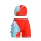 thumbnail image 1 of Niños Estampado Elástico de la Cintura Deportivo Corto de Baño Frontal Plano con Coincidencia de Baño Gorra Conjunto, Azul Amarillo Naranja, Poliéster Spandex, 1 of 3