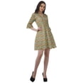 thumbnail image 4 of Moomaya Women Printed Drawstring Mini Dress V Neck Ruffle Sleeves Summer Dress, 4 of 6