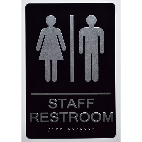 Staff Restroom Sign -(Aluminium, Black/Silver,Size 6x9) The Sensation line