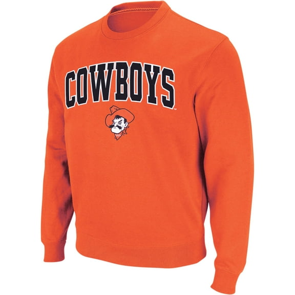 Men's Colosseum Orange Oklahoma State Cowboys Arch & Logo Crew Neck Sweatshirt