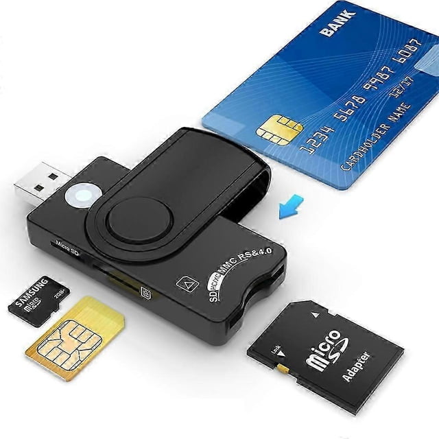 Smart Card Reader Usb 4 Connections Usb Hub, Usb Common Access Cac Card, Sdhc/Sdxc/Sd And Micro Sd Card Reader For Sim And Mmc Rs & 4.0 Windows, Linux