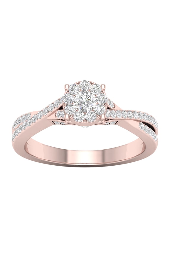 1/2 Carat T.W. Diamond 10kt Rose Gold Criss Cross Engagement Ring