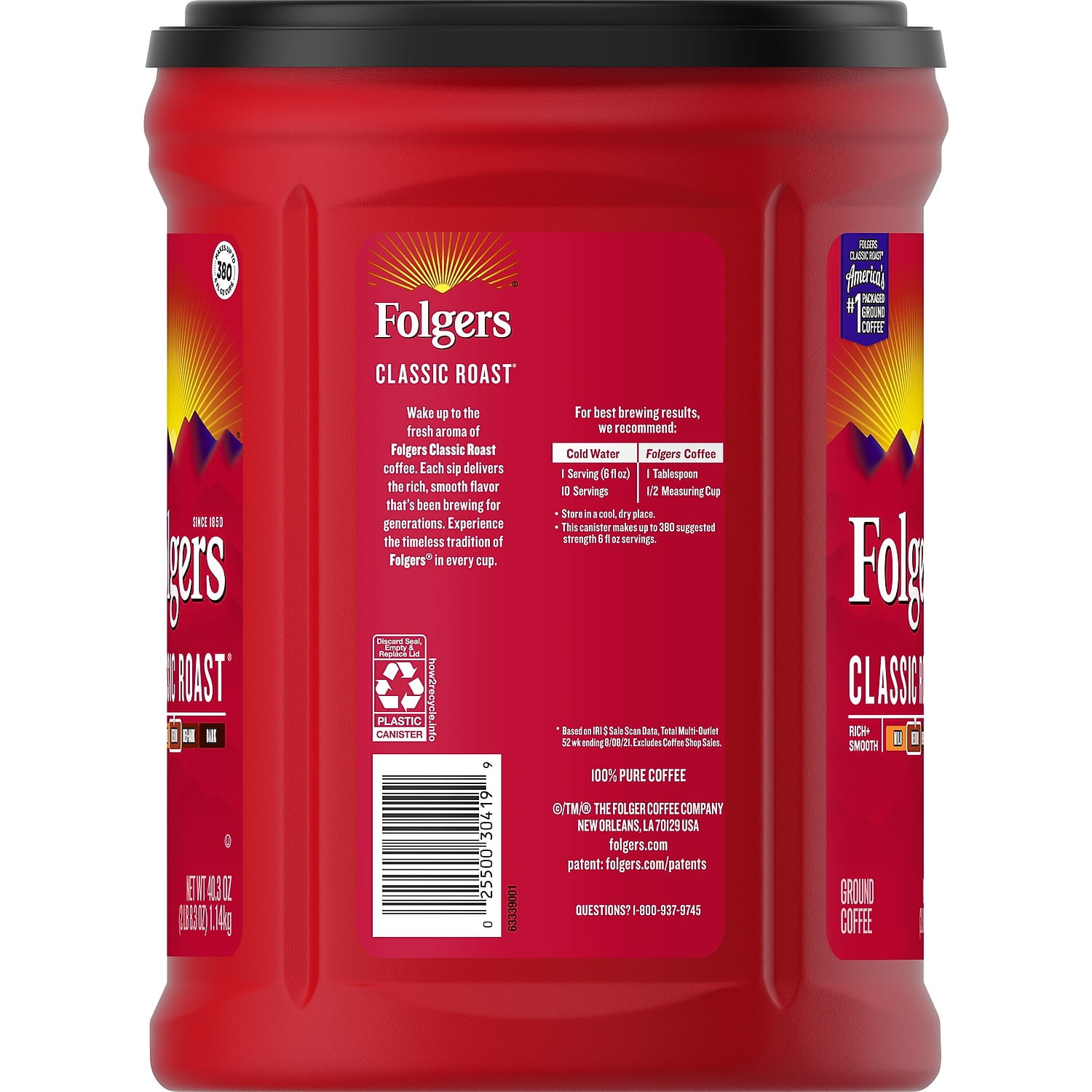 Folgers Classic Roast Ground Coffee Medium Roast 40.3 oz. (2550000529C) 2802493