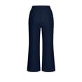 thumbnail image 7 of LNWUY Linen Pants for Women Summer Lounge Pants High Waisted Straight Leg Trouser with Pockets Beach Vacation Clothes Blue XL, 7 of 7