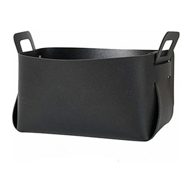 Wosthever Cesta de almacenamiento, organizador plegable de cuero con asa, soporte decorativo, caja contenedora, decoración organizadora Almacenamiento y organización del hogar Negro S