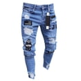 thumbnail image 5 of 2020 New Style Casual Mens Skinny Ripped Jeans Super Stretch Denim Distressed Slim Fit, 5 of 5