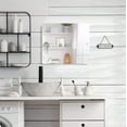 thumbnail image 2 of Prestige Que New Frameless Landscape Rectangular Tilt Mirror with Beveled Edge in Satin Chrome, 2 of 2