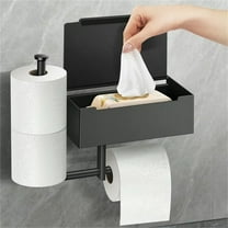Huayishang Storage Rack Stainless Steel Tissue Box Bathroom Square Tissue Holder Toilet Paper Holder Punch-Free Roll Holder Wet Wipes Box, Kitchen Essentials Clearance Sale Black