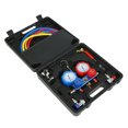 thumbnail image 3 of AC Manifold Gauge Set with 5FT Color-Coded Hoses (Red/Blue/Yellow), Compatible with R22, R134A, R404A, R410A Refrigerants - Includes Adjustable Can Tap, ACME Tank Adapters, 2 R134A Quick Couplers,, 3 of 6