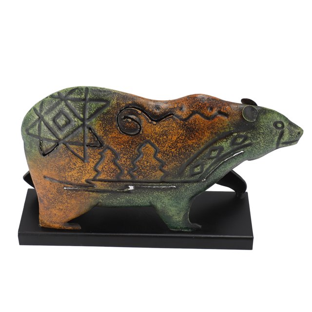 Estatua De Oso De Metal, Figura De Oso Pintada A Mano Innovadora Para Estante De Gabinete Para Sala De Estar Para Oficina