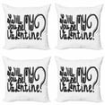 thumbnail image 1 of Saying Throw Pillow Cushion Case Pack of 4, Be My Valentine Theme Romantic Message Monochrome Valentines Day Script Design, Modern Accent Double-Sided Print, 4 Sizes, Black and White, by Ambesonne, 1 of 2