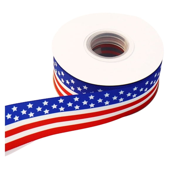 Patriotic Ribbon, Red White Blue Striped 4th of July Ribbon for Wreaths, Bows, Crafts, Independence Day Memorial Day Veterans Day Decorations