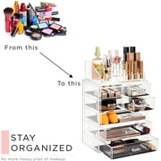 Acrylic Makeup Organizer with 7 Drawers & 16 Slots Jewelry Cosmetics Storage Box