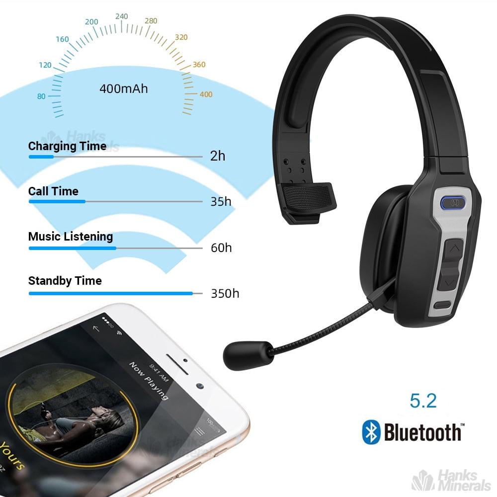 Trucker Headset Wireless Bluetooth 5.2 AI Noise Cancelling Mic For Phones PC