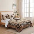 thumbnail image 5 of Queen Quilt Set 90''x96'', Western Star Brown Lightweight Bedspread Coverlet with 2 Pillow Shams, Texas Stars Retro Farmhouse Buffalo Plaid Breathable All Season Quilt Bedding for Bedroom/Guest Room, 5 of 9