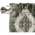 thumbnail image 5 of Boho Green Kitchen Curtains and Valances Set, Rod Pocket Curtains Tier Farmhouse Window Curtains 36 Inch Length, Retro Shabby Ethnic Tradition Geometric 3 Piece Kitchen Curtains Set, 5 of 6