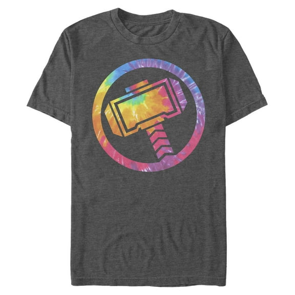 Men's Marvel Thor Mjolnir Tie-Dye Hammer  Graphic Tee Charcoal Heather 2X Big Tall