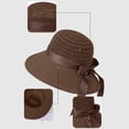 thumbnail image 5 of HONHUZH Summer Hats Womens Crochet Bucket Sun Hat With Bow Wide Brim Breathable Summer Beach Cap, 5 of 7