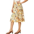 thumbnail image 5 of INSPIRE CHIC Women's High Waisted Split Hem A-Line Floral Skirts, 5 of 6