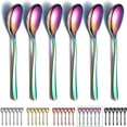 thumbnail image 1 of Set of 6 Rainbow Coffee Spoons 16cm Stainless Steel with Titanium Coating Rainbow Coffee Spoon Espresso Spoon Dessert Spoon Mini Spoon Dishwasher Safe, 1 of 5