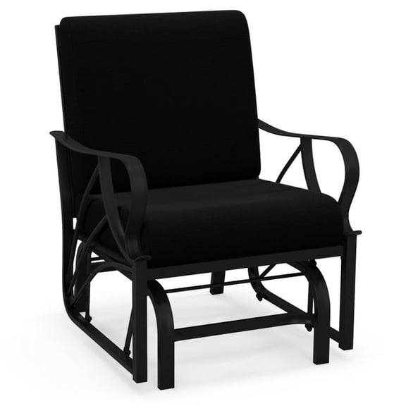 Barara King Patio Glider Chair, Outside Rocking Glider Swing Chair,Patio Glider Rocking Chair with Thick Cushion and Curved Armrest-Black