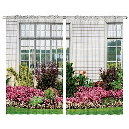 - European Flower Design Modern Art Prints Country Style Floral Curtain Two Panels