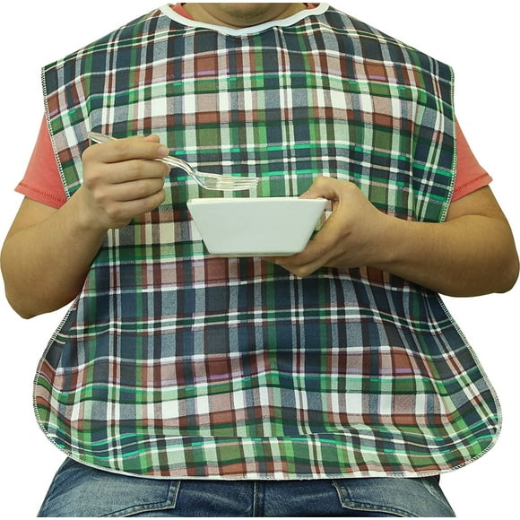 Extra Wide Adult Bib with Waterproof Vinyl Backing and Snap Closure -"22 X"32 (3)