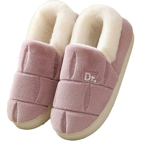 

PIKADINGNIS Women Men Classic Casual Fluffy Fur Warm Winter House Slippers Soft Fleece Lining Wrap Heel Home Shoes Indoor