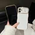 thumbnail image 6 of iPhone 13 Case Curly Wavy Grip Design Plated Love Heart Luxury Phone Case Full Camera Lens Protection Fun Cute Side Small Pattern Electroplate Slim S, 6 of 15