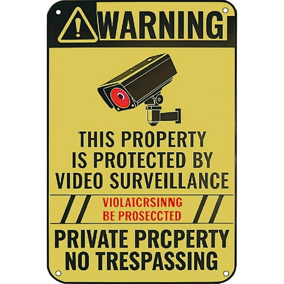 This Property Is Protected By Video Surveillance Private Property No Trespassing Sign, Violators Will Be Prosecuted Sign, 12 x 8 Inches,Waterproof, Weather Resistant, Durable Ink, Easy to Mount