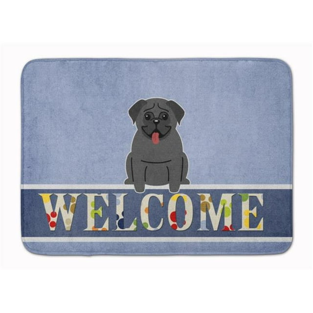 Carolines Treasures BB5587RUG Pug Black Welcome Machine Washable Memory Foam Mat
