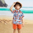 thumbnail image 2 of Huesdet Boys Button Up Shirts Gradient Linen Casual Short Sleeve Beach Summer Boy Shirt with Pocket(Yellow,18-24 Months), 2 of 5