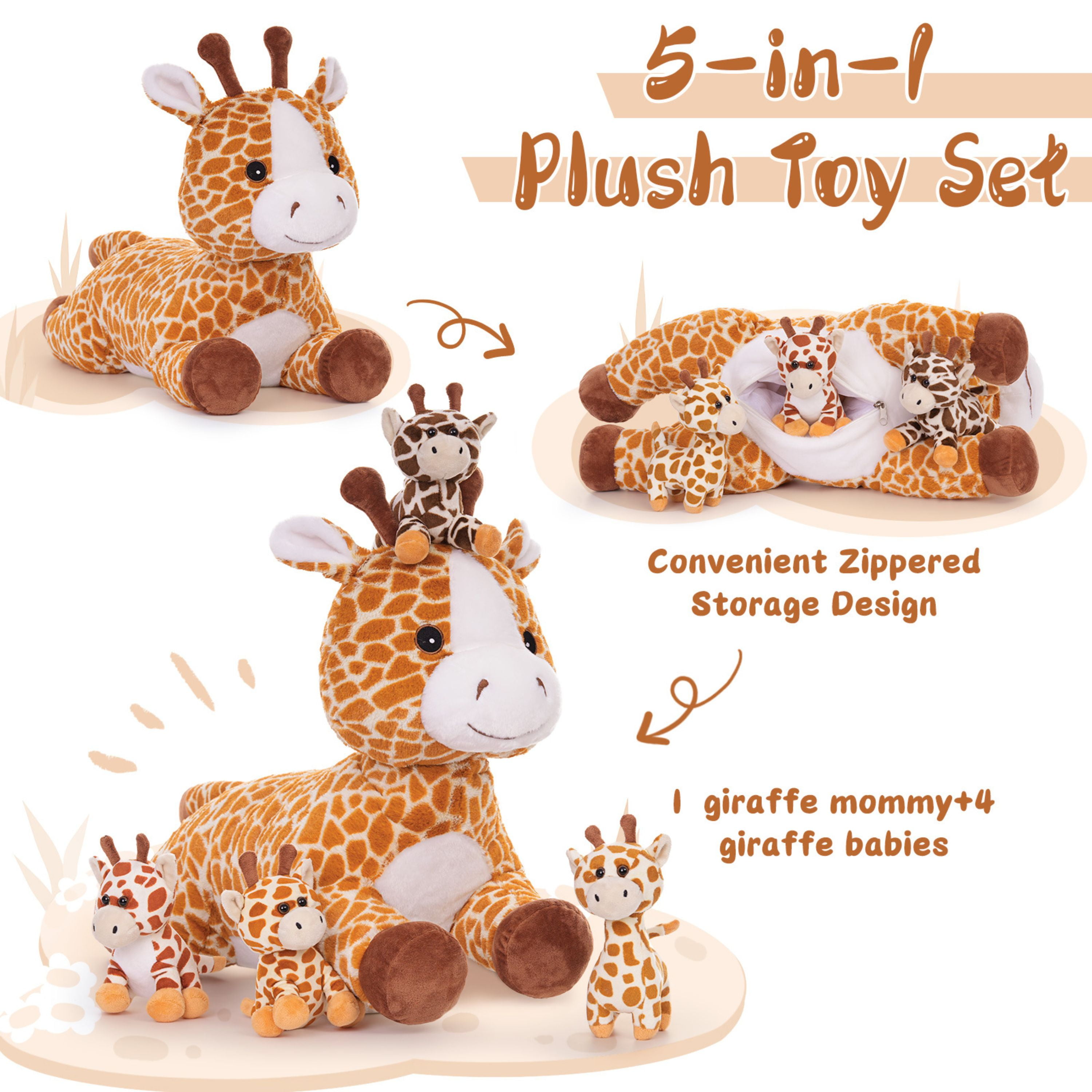Muiteiur 5Pcs Giraffe Stuffed Animal Set 22" Giraffe Plush Toy with 4 Babies