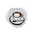 thumbnail image 1 of Coffee Cup Illustration Lovely Cat Pattern Heart Mirror Travel Magnification Portable Handheld Pocket Makeup, 1 of 3