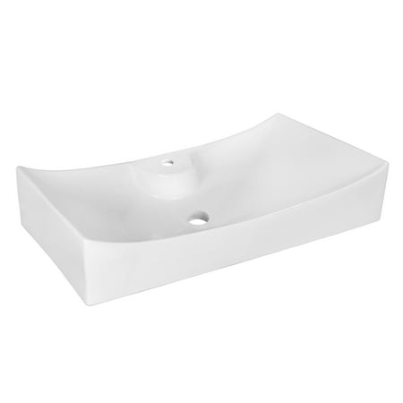 Rectangle Single Hole - 26.25-in. W Above Counter White Vessel For 1 Hole Center Drilling