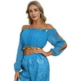 thumbnail image 3 of Kaerm Women Belly Dance Outfit Belly Dancing Top with Harm Pants Light Blue One Size, 3 of 7