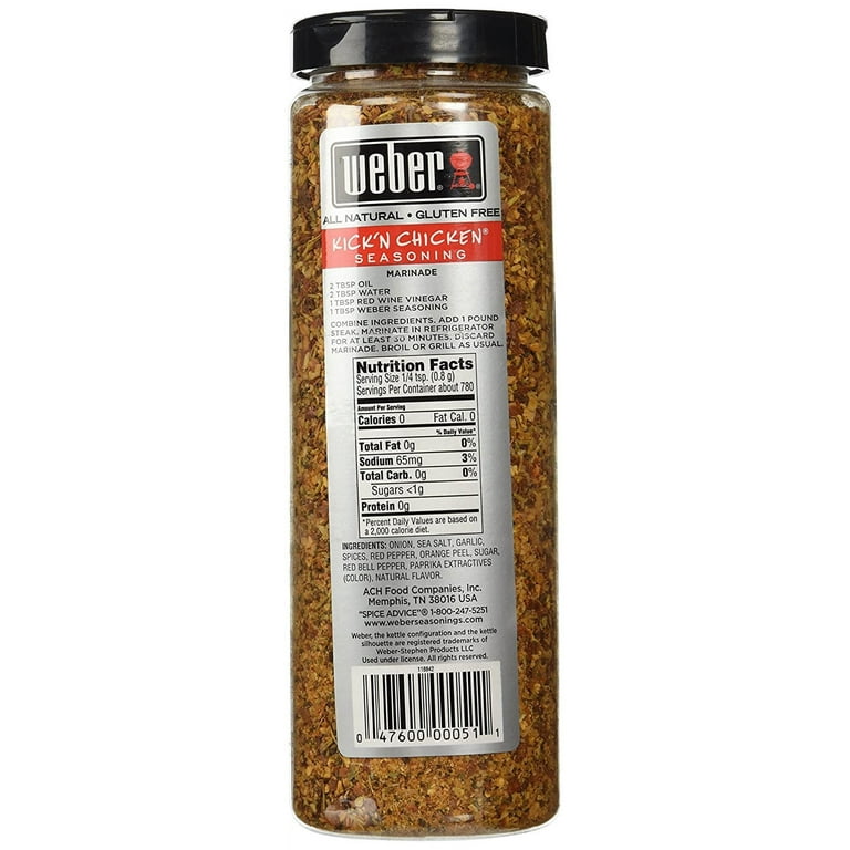  Weber Kick'n Chicken Seasoning 22 Oz. Made with Sea Salt - No  MSG - Gluten Free - Perfect for Grilling : Grocery & Gourmet Food